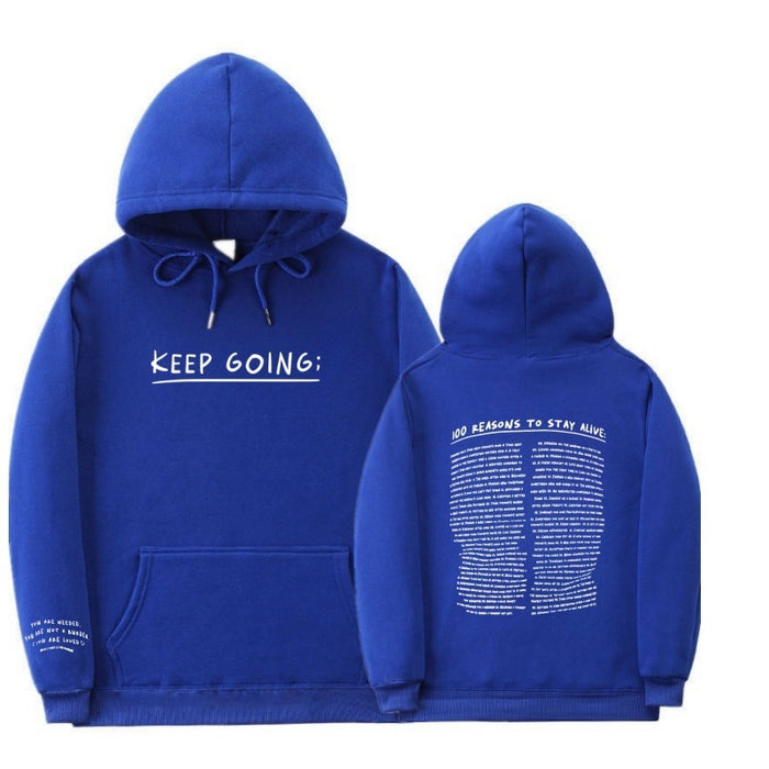 Letter Printing Long-sleeved Drawstring Hooded
