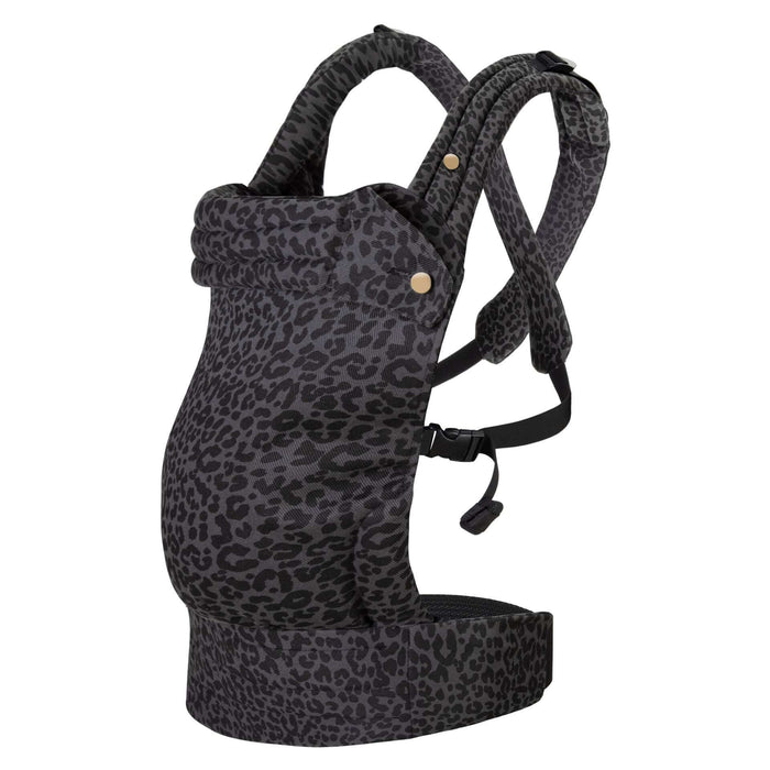 Multi-functional adjustable baby carrier in black leopard print, suitable for all seasons and child carrying.