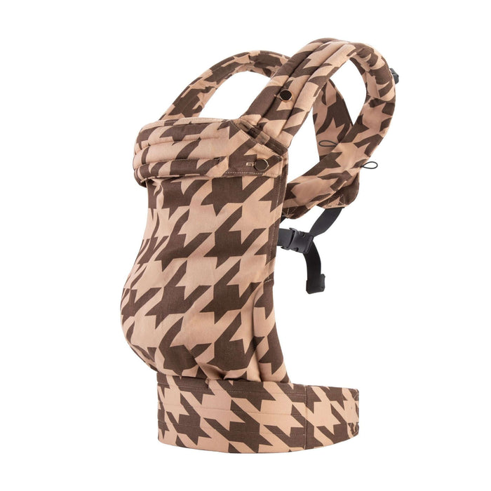 Multi-functional adjustable baby carrier with houndstooth pattern, perfect for all seasons and easy comfort for parents.