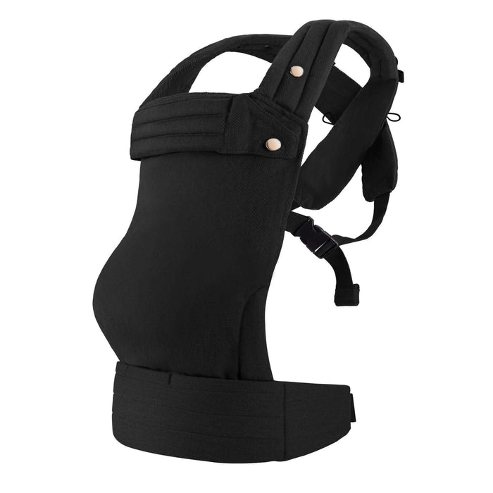 Multi-functional adjustable baby carrier in black, perfect for all seasons and comfortable for parents and children.