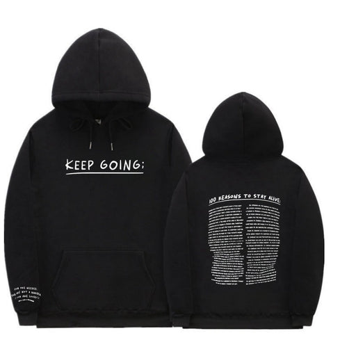 Letter Printing Long-sleeved Drawstring Hooded