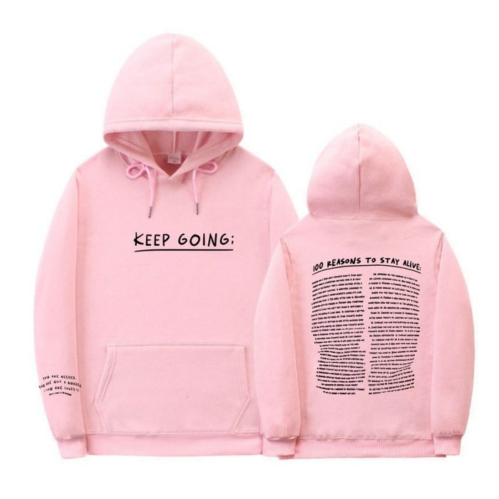 Letter Printing Long-sleeved Drawstring Hooded