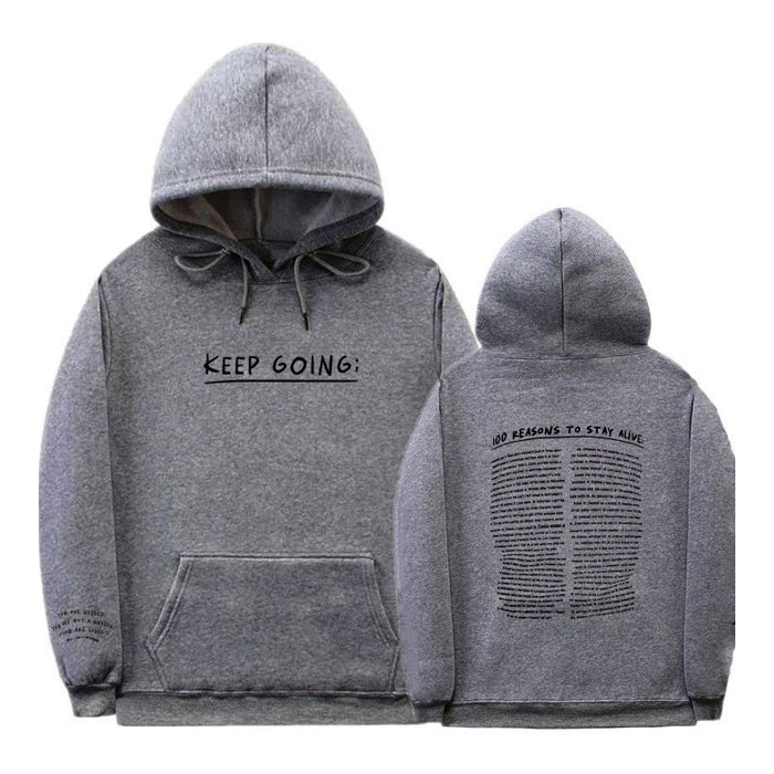 Letter Printing Long-sleeved Drawstring Hooded